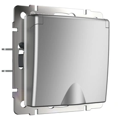 Изображение Розетка влагозащищенная с заземлением с крышкой и шторками IP44 (серебряный) W1171206